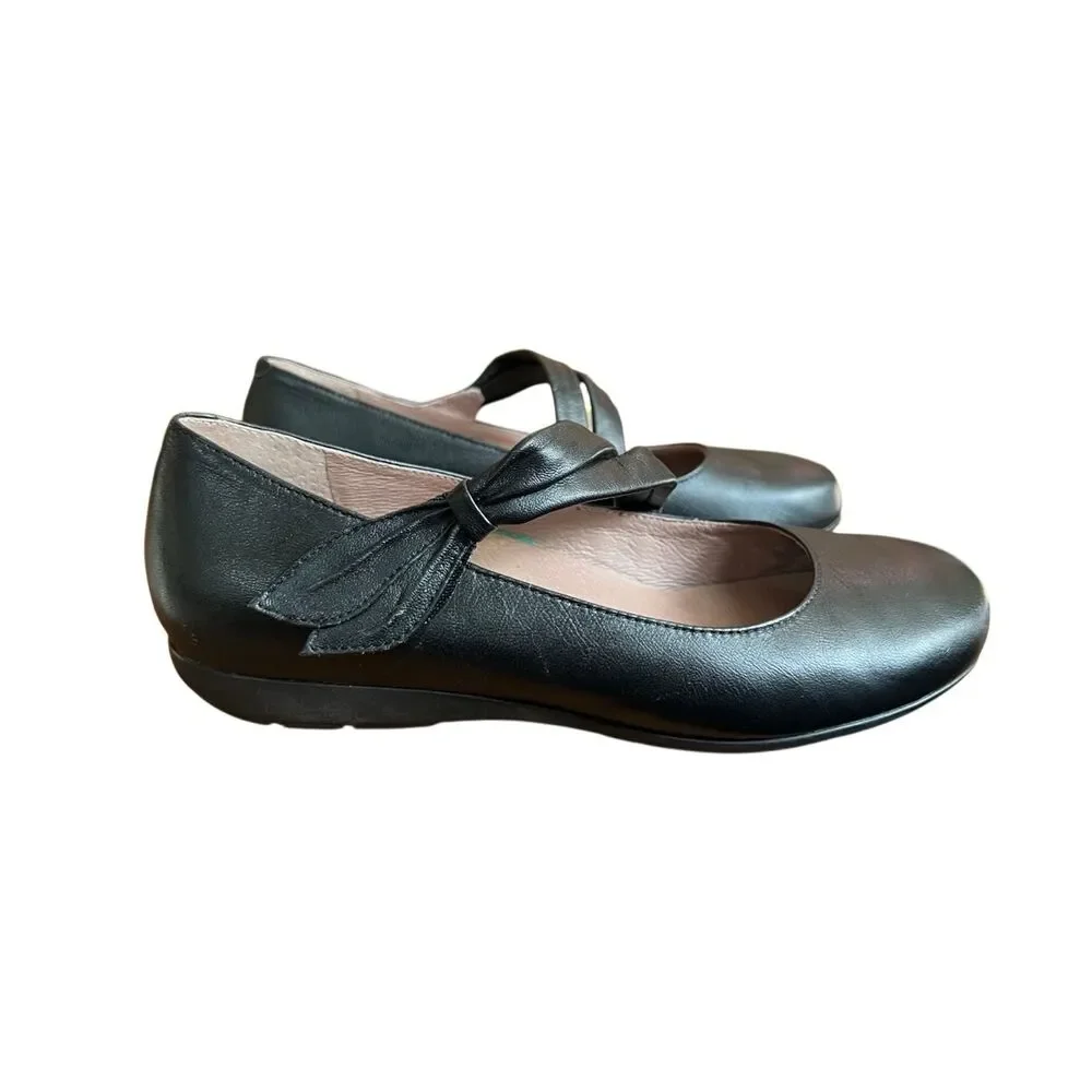 Abeo B.I.O.system Talia Mary Jane Flats Women 7.5 Black Leather Comfort